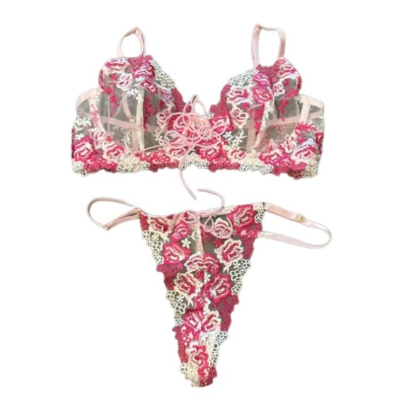 4-Piece Lace Mesh Babydoll Lingerie Set with Garter Belt Size L - Picture 2 of 12